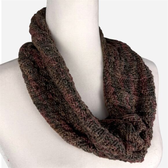 Handmade Accessories - Handmade knitted infinity scarf neck gator pink green brown